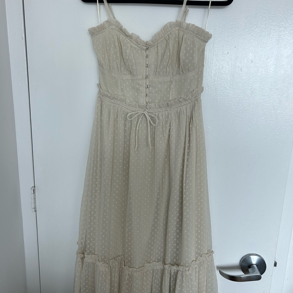 Patrons of Peace Cream Maxi Dress with Spaghetti Straps
